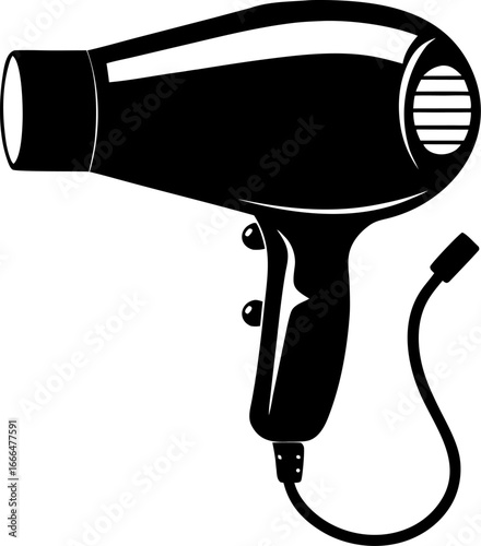 Hair dryer silhouette  vector black , white background 