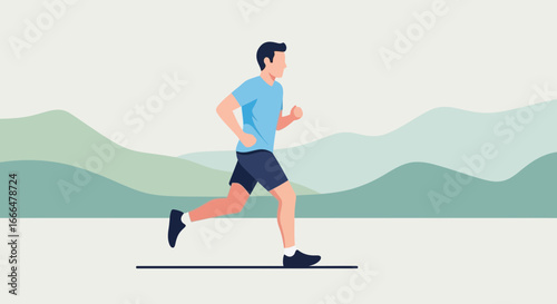 Invigorating outdoor run with scenic mountain view backdrop