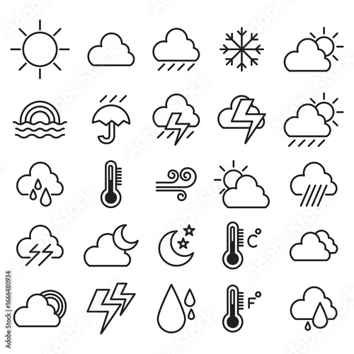Weather icon temperature cloud sun and rain