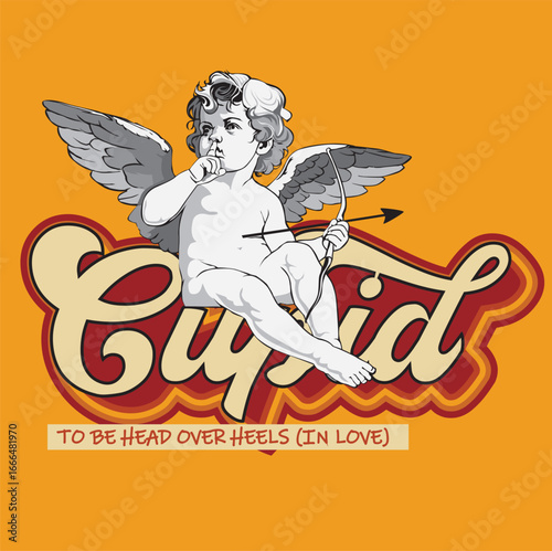 Print Colour Style Illustration Design T-shirt Print Hand-Draw Cupid