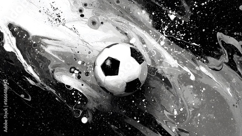 Soccer Football Black and White Abstract Art for Creative Design Projects