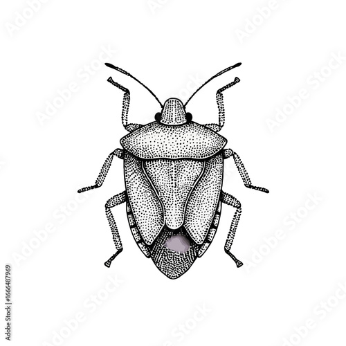 Detailed drawing a stink bug with intricate patterns