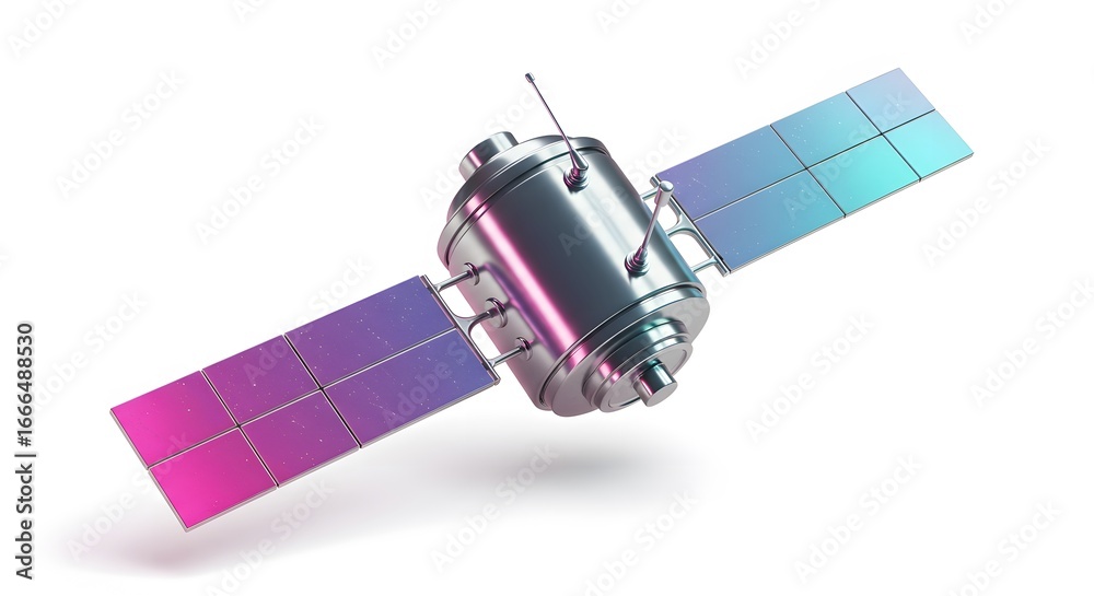Fototapeta premium A futuristic satellite in vibrant color scheme showcasing technological advancement and space exploration capabilities.