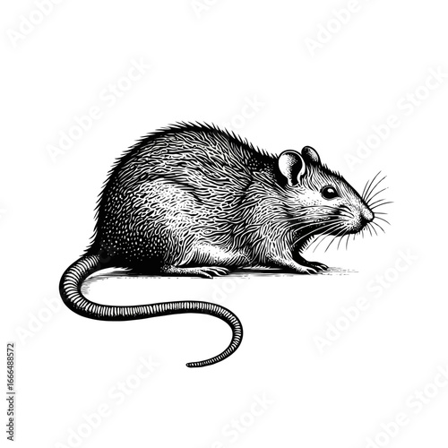Detailed a rat with a long tail