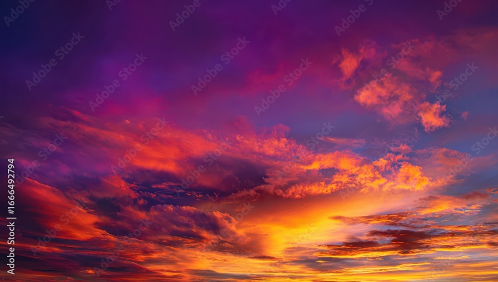 Fototapeta premium a beautiful, colorful sky with a sunset and clouds