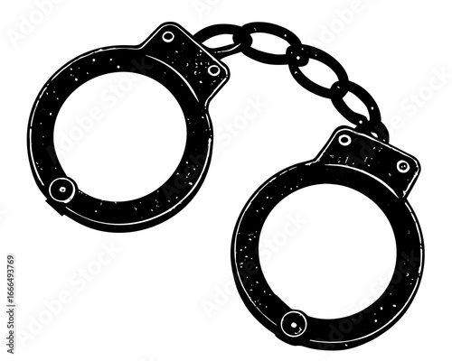 Handcuffs Detailed Metallic Illustration Vector