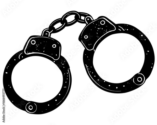 Handcuffs Detailed Metallic Illustration Vector
