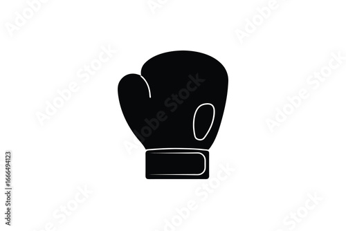 A black boxing glove on a white background for sports or fitness concepts silhouette