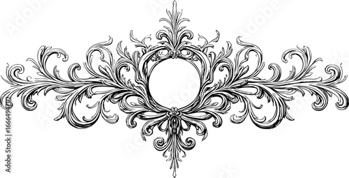Ornate Hand-Drawn Baroque Flourish and Leaf Scroll 