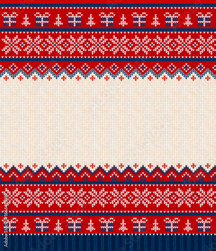 Cozy Knitted Christmas Border with Snowflakes and Gift