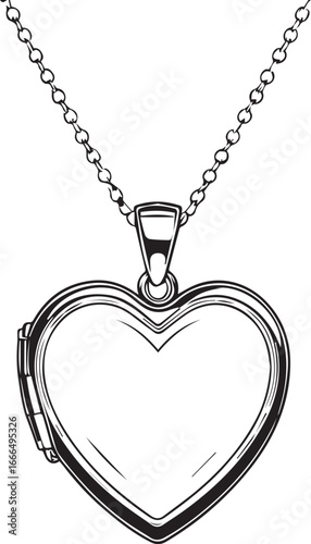 Heart Locket: An elegant silver locket, shaped like a heart, hanging delicately from a fine chain, ideal for holding cherished memories. 