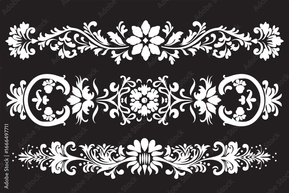 Fototapeta premium Laser Cut Floral Damask Border Bundle