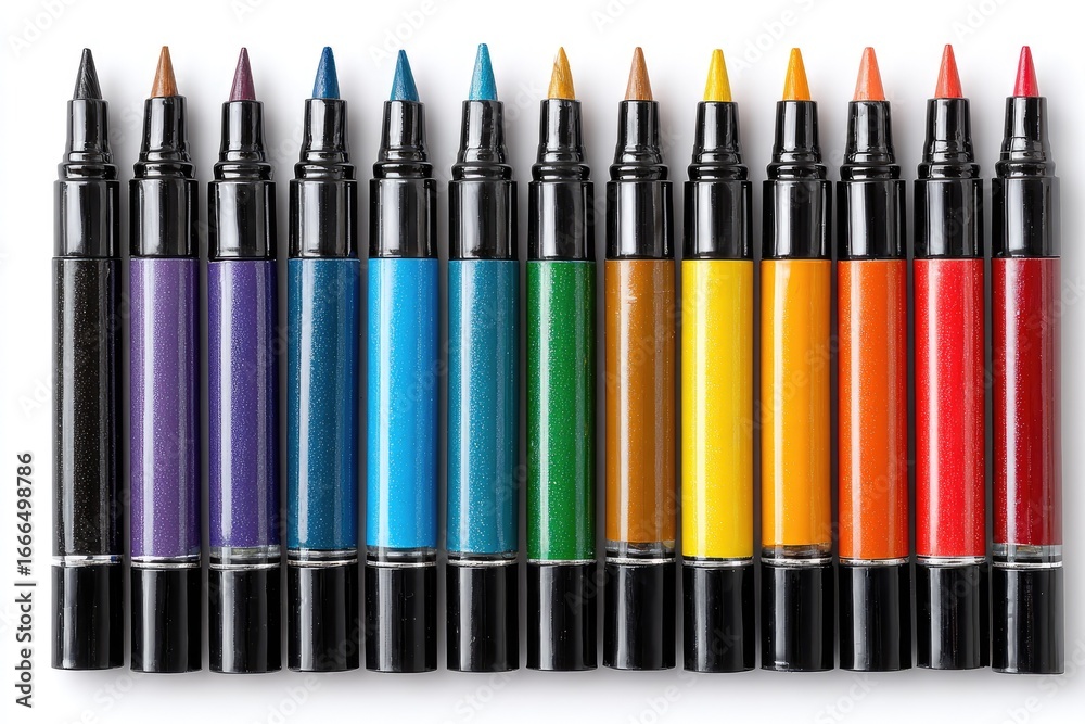 Naklejka premium Row of colorful markers, various hues