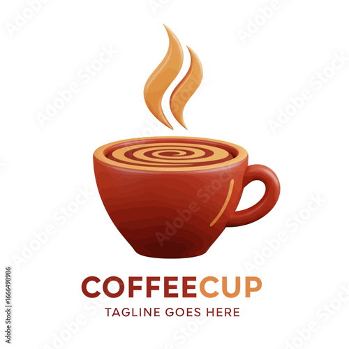 Steaming Coffee Cup: A meticulously crafted visual of a rich brown coffee cup, brimming with the dark, invigorating brew. Vapor rises gently from its surface.