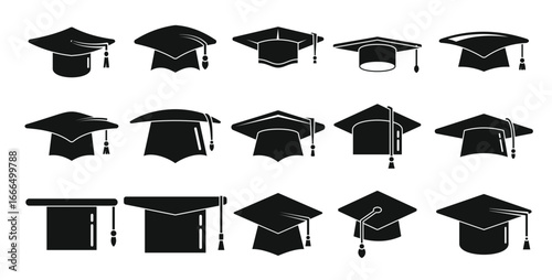 school graduation hat icons set simple vector academy