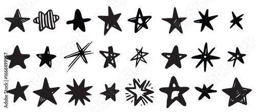 Set of abstract scribble doodles stars
