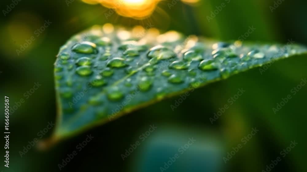 Green leaf with water droplets dewy macro nature freshness close up plant growth detail Green leaf with water droplets dewy macro nature freshness close up plant growth detail