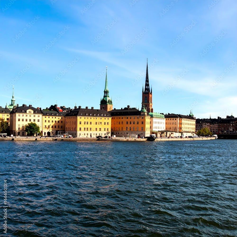 Fototapeta premium Panoramic view of Stockholm's Old Town