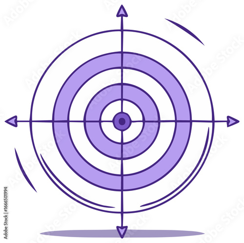 Hand drawn purple target icon with crosshairs symbolizing goals strategy and business objectives