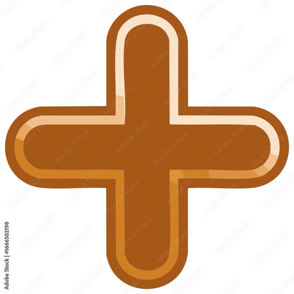 Fototapeta premium Decorative Brown Plus Sign Icon with Outline and Highlights