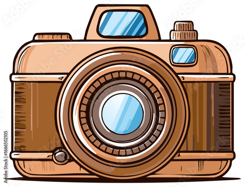 Illustration of a vintage camera, cartoon style, isolated
