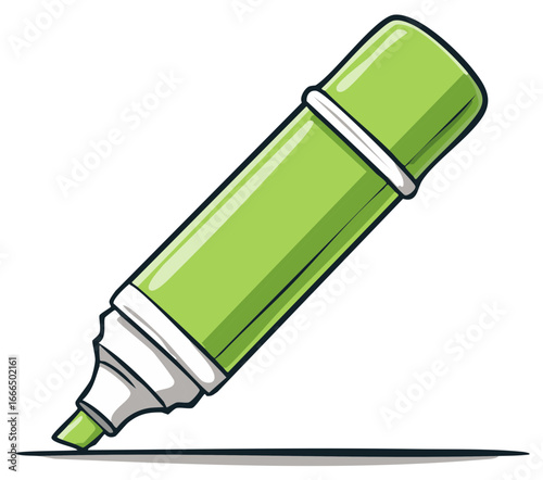 Green Marker Drawing on White Surface Illustration Stationery Highlighter Pen