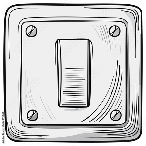 Wall Light Switch Toggle Plate Cartoon Illustration Sketch Style
