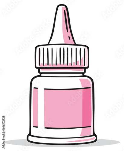 Cartoon Pink Dropper Bottle Illustration for Liquid Medicine or Craft Adhesive Supply