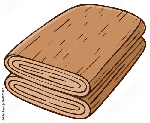 Stack of folded wood planks, cartoon style