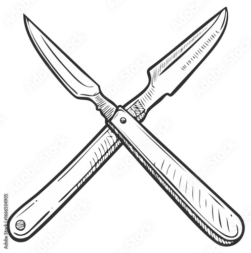 Crossed Surgical Scalpels Medical Tools Outline Illustration