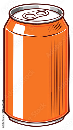 Bright orange aluminum beverage can illustration with a classic pop top design a refreshing drink concept graphic