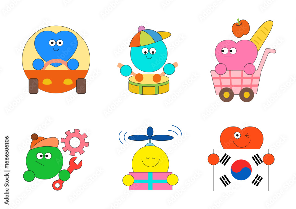 Fototapeta premium Collection of shapes and 2D characters
