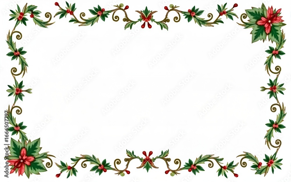 Fototapeta premium Christmas border on white background. High quality