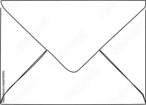 continuous single line drawing of envelope, line art vector illustration