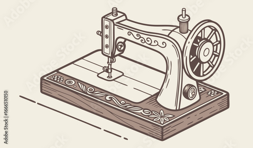 Sewing machine isometric vector vintage old illustration tailor icon isolated retro