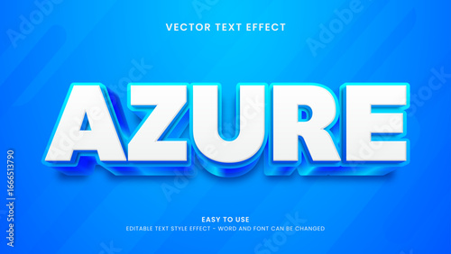 editable text effect azure 3d style premium vector 