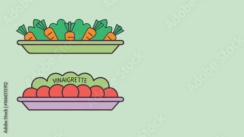 Salad and Tomatoes with Vinaigrette Label vegetables