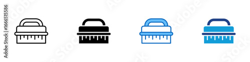 Cleaning Brush Multi Style Icon Vector Design - handheld cleaning brush used for scrubbing surfaces in cleaning routines
