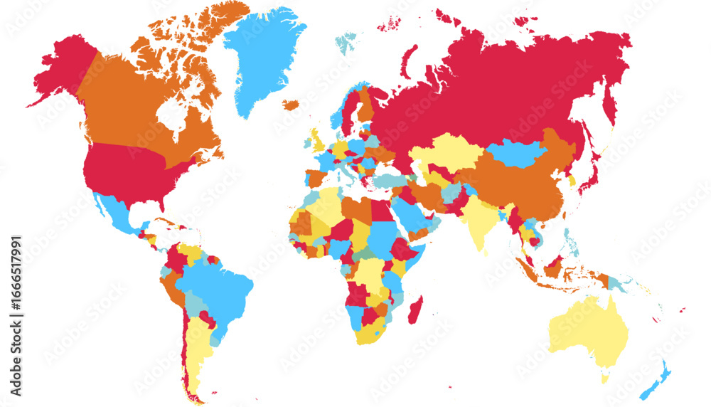 Fototapeta premium World map. Color modern vector map. Silhouette map