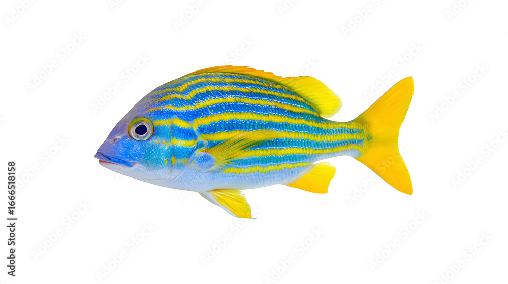Obraz premium A detailed image of a blue-lined sea bream fish showcasing its vibrant colors and unique patterns