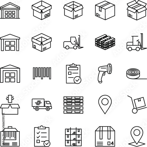 Logistics and shipping icons set