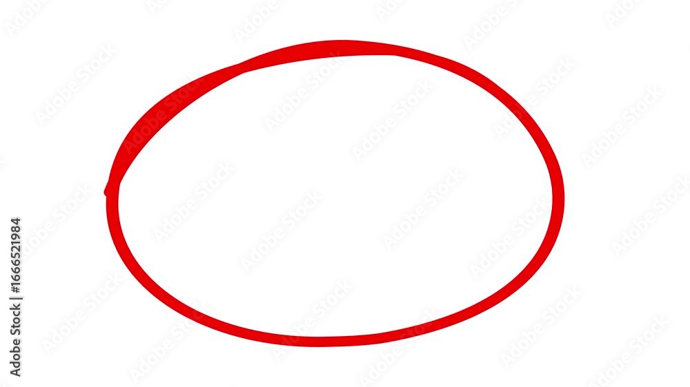 Hand-drawing oval frame circle animation white background, circle highlights with transparent background, Animated red circle drawn, marker pen style, Red circle spotted with arrow highlight motion