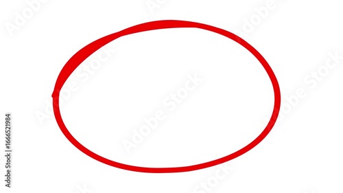 Hand-drawing oval frame circle animation white background, circle highlights with transparent background, Animated red circle drawn, marker pen style, Red circle spotted with arrow highlight motion