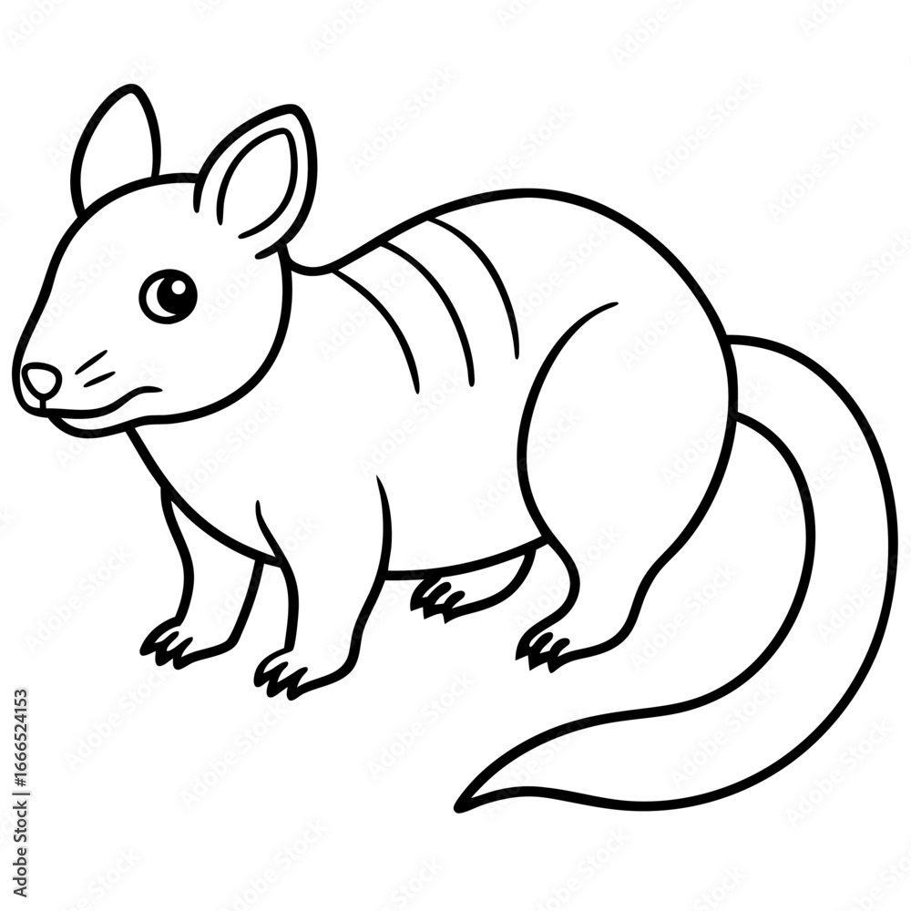 Fototapeta premium Striped Polecat Silhouette line Art Vector