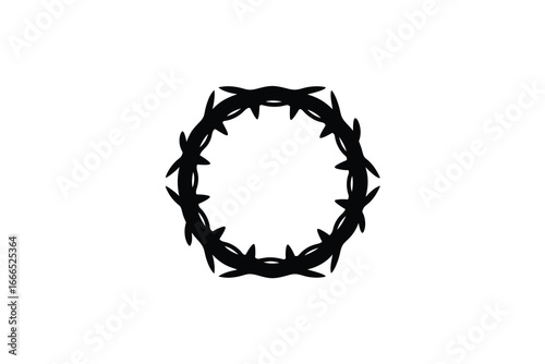 A black circle made of thorns on a white background silhouette