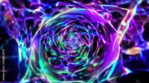 Colorful Abstract Tunnel with Spiral Design and Vibrant Light Patterns for Artistic Backgrounds and Visual Effects