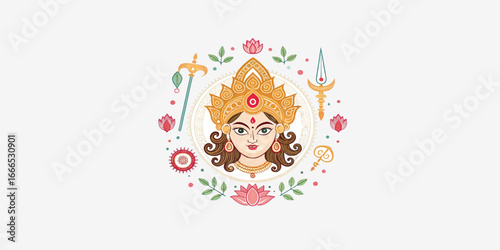 Print  Durga Ma Vector illustration. Durga puja special Vector Design