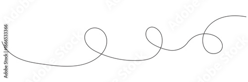 Minimalist abstract line drawing with loops. Simple abstract artwork featuring a continuous black line forming loops and curves on a plain white background for creative design use.

