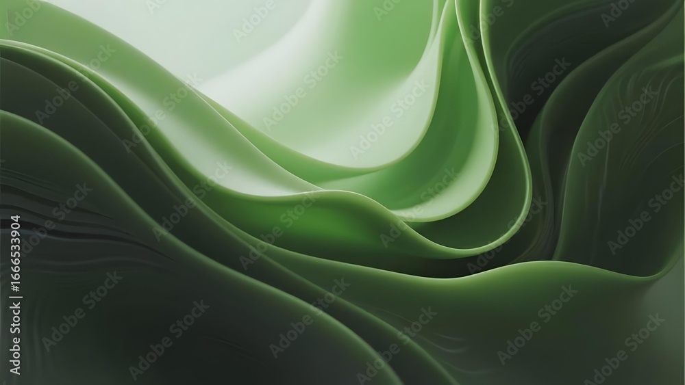 Fototapeta premium Abstract Flowing Green Fabric with Soft Gradient Shades