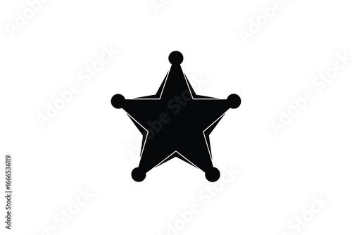 A black sheriff star badge icon on a white background silhouette
